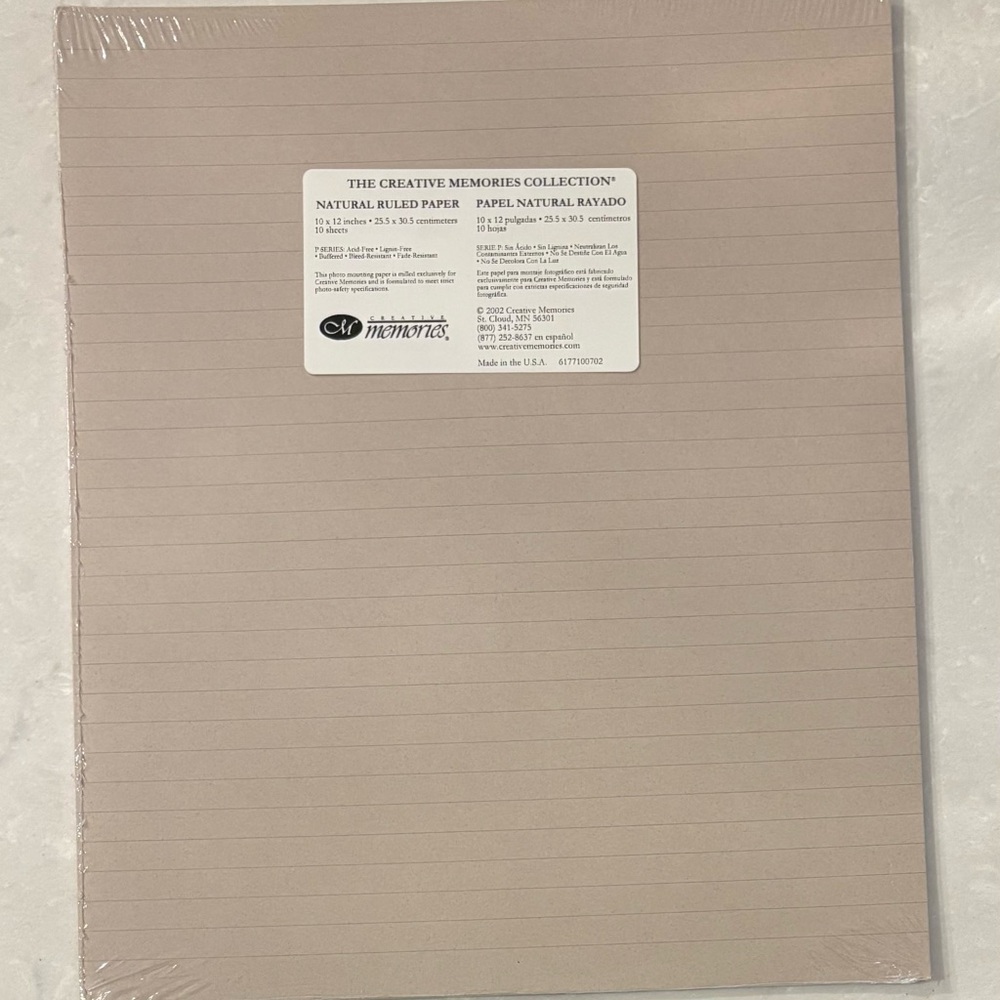 Creative Memories 10X12 Natural Ruled Paper